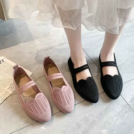 老北京布鞋女春夏新款平底厚底软底防滑透气网面飞织中老年妈妈鞋商品大图