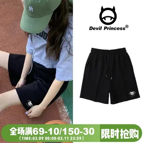 灰色运动风短裤女2024夏季新款oversize宽松直筒阔腿五分裤ins潮商品大图