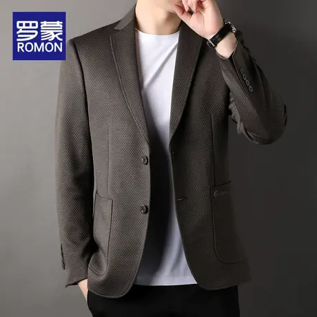 罗蒙休闲西服男2024春秋季新款商务正装修身婚礼新郎礼服西装外套图片