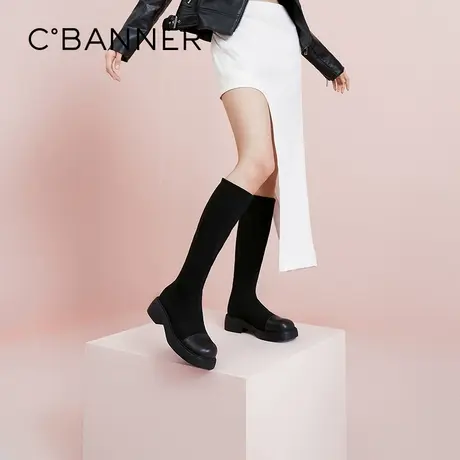 【直播间】千百度女鞋秋冬新款长靴弹力靴/袜靴厚底瘦瘦靴图片