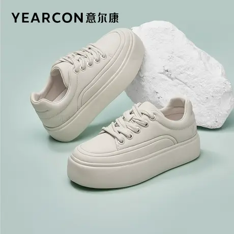 意尔康女鞋2023秋季新款厚底面包鞋百搭平底休闲鞋女时尚运动板鞋商品大图