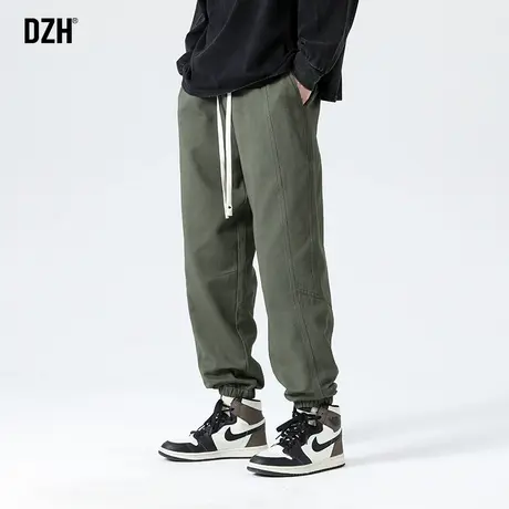 男士军绿色裤子男潮牌春夏宽松2023新款休闲长裤百搭束脚工装男裤商品大图