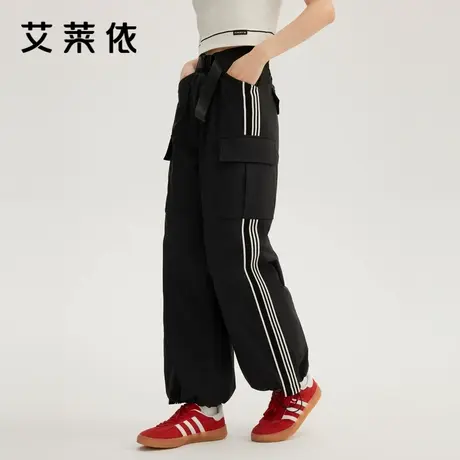 艾莱依时尚工装羽绒裤女拼接织带登山户外保暖街头潮流时尚休闲裤图片