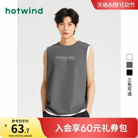 热风2025年夏季新款男士时尚运动背心美式休闲无袖上衣宽松内搭商品大图