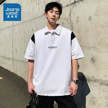 DS真维斯男装2025夏季新款美式潮牌复古拼色百搭宽松POLO衫上衣商品大图