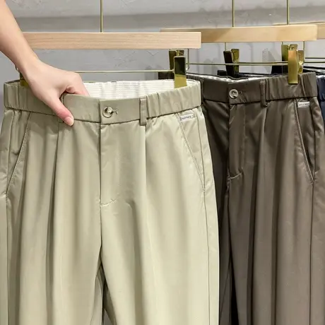 休闲裤九分裤男春秋季潮流百搭长裤直筒商务男士春装冰丝束脚裤子图片