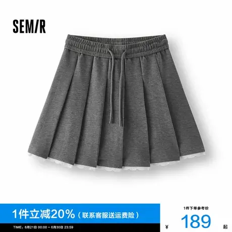 [商场同款]森马半身裙女蕾丝花边百褶裙少女感2025新款秋俏皮短裙商品大图