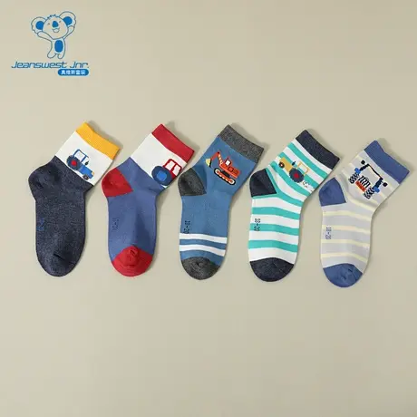 KY真维斯男童装2025秋季新款卡通汽车花纹百搭男童袜子【5对装】商品大图