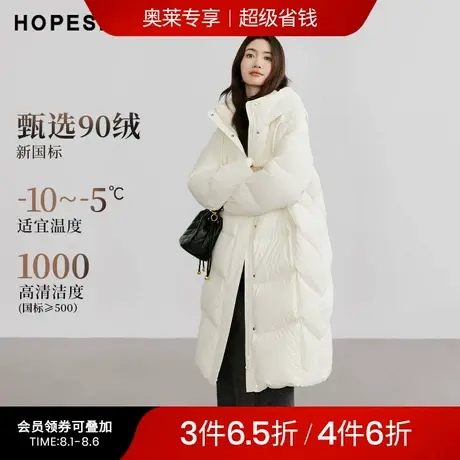 红袖outlets2024冬季新款女装哑光插肩双拉链立领连帽羽绒商品大图
