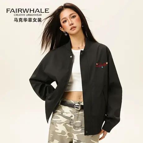 马克华菲秋季外套女2025新款美式复古工装潮牌宽松休闲棒球服夹克图片