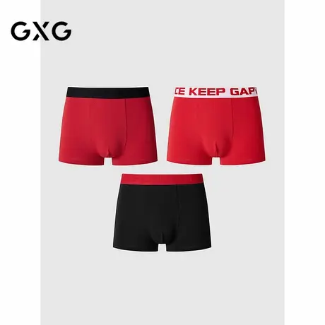 GXG男士内裤【3条装】棉质透气舒适内裤男本命年红色抑菌平角裤商品大图