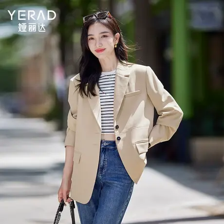 娅丽达高级感通勤宽松廓形西装外套女2025秋季新款设计感休闲西服商品大图