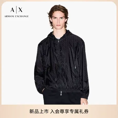 ARMANI EXCHANGE/阿玛尼秋新款男士连帽短款户外运动满印夹克外套商品大图