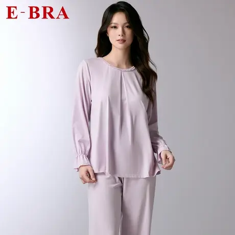安莉芳官方奥莱E-BRA春秋长袖长裤套头圆领睡衣宽松家居服套装女商品大图