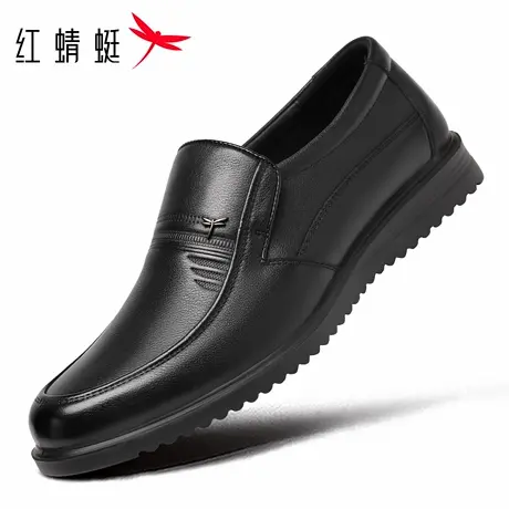 红蜻蜓秋冬新款鞋子男士休闲平底软底皮鞋男真皮中老年爸爸鞋牛皮商品大图