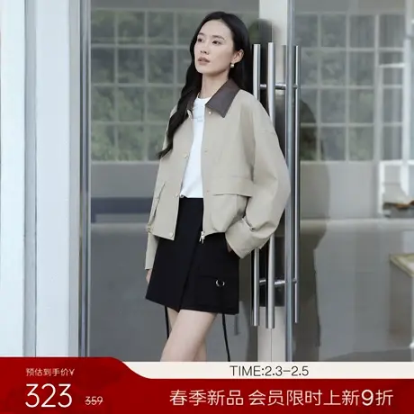 【2.3新品会员9折】衣香丽影黑色工装短裤女春装高腰不对称裙裤商品大图