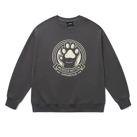 国潮牌秋季情侣卫衣嘻哈宽松街头风可爱熊爪印花圆领纯棉外套男女图片