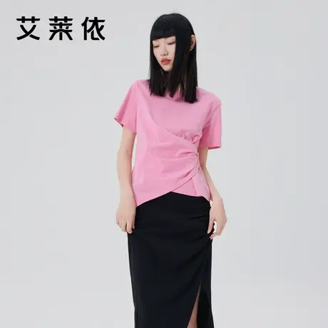 艾莱依商场同款短袖T恤女夏2023新款 韩系chic别致上衣设计感小众商品大图