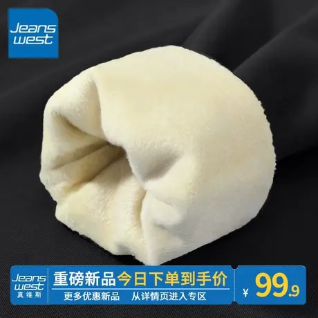 真维斯圆领卫衣2023年冬季女士新款加绒加厚黑色神秘显瘦上衣外套商品大图