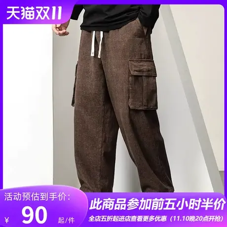 GxxH大码男装工装裤男士冬季宽松直筒阔腿裤新款潮牌宽松休闲长裤商品大图