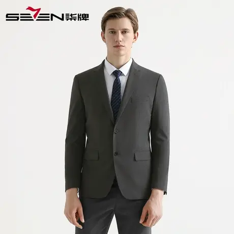柒牌男装清仓秋冬商务混纺套西男士时尚纯色抗皱绅士婚庆西服套装图片