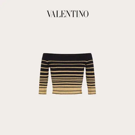 【季末优惠】华伦天奴VALENTINO女士棉质和金银丝毛衣商品大图