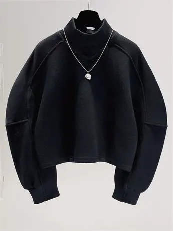 高领卫衣2023秋季韩版新款宽松加厚秋冬装短款外套上衣女装ins潮商品大图