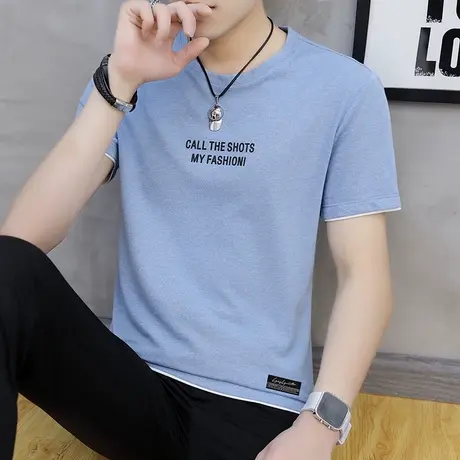 2021夏装长袖T恤男冰丝打底衫休闲上衣夏季中学生卫衣短袖衣服潮商品大图