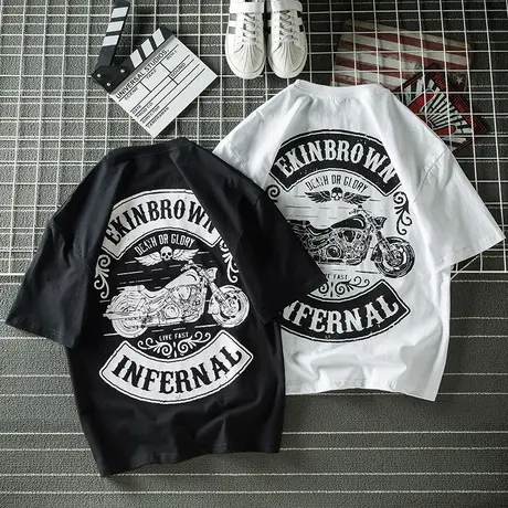 2025新款夏季男士短袖t恤衣服ins潮牌宽松体恤韩版潮流学生打底衫商品大图