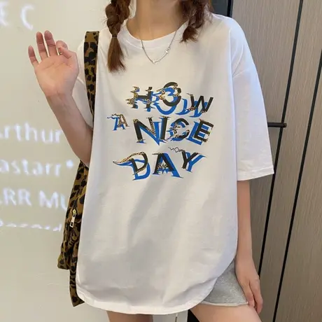 vintage短袖t恤女2021夏季纯棉宽松韩版ins设计感小众港风上衣服图片