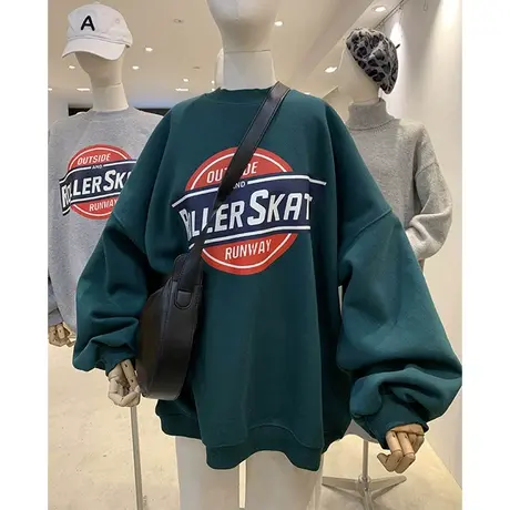 waitmore卫衣女2022新款韩版ins潮慵懒风bf宽松加绒加厚男女同款商品大图