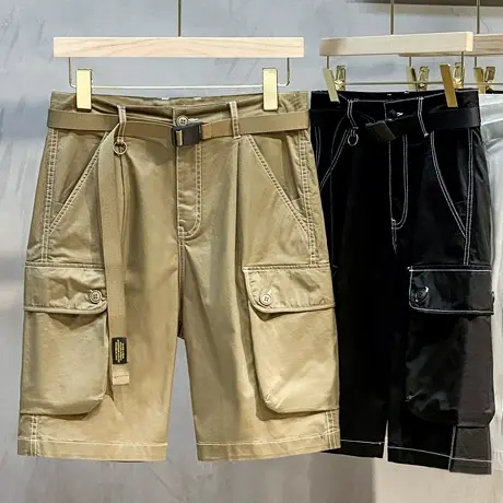 工装短裤男夏季薄款男士国潮宽松五分中裤休闲运动裤2023新款纯棉商品大图