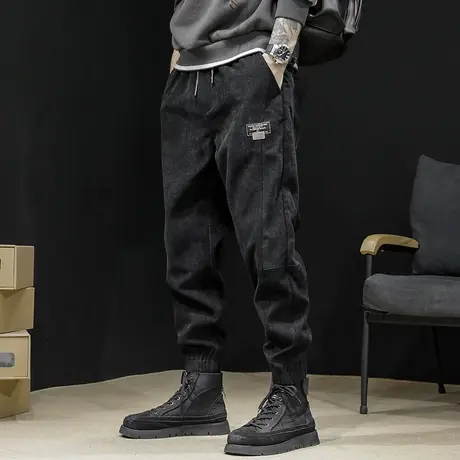 运动裤男秋冬款灯芯绒大码冬季男款裤子男士2023新款加绒休闲男裤商品大图