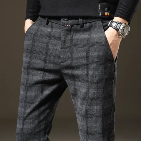秋冬季秋季男裤格纹工作男士休闲长裤直筒宽松百搭格子商务西裤子商品大图