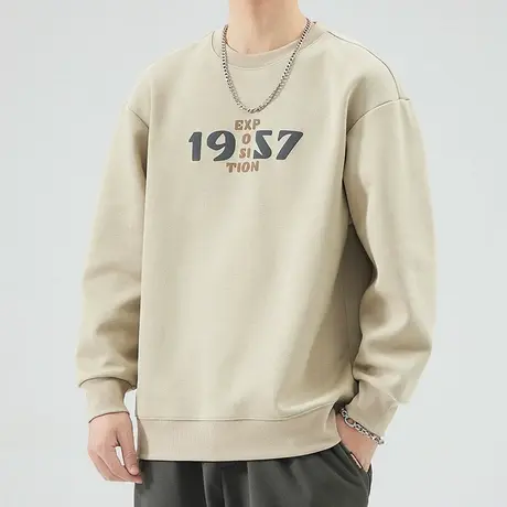 春天2024年新款国潮重磅圆领卫衣春秋款男生潮牌高端长袖上衣春季商品大图