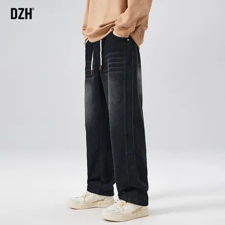 男士黑色灯芯绒裤子男款美式高街宽松垂感阔腿裤男裤秋款2023新款商品大图