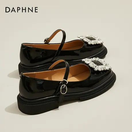 达芙妮法式玛丽珍鞋女复古2022新款浅口方头单鞋女气质黑色平底鞋商品大图