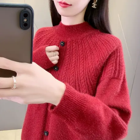 加厚半高领设计感毛衣女款2024新款秋冬季爆款洋气时尚内搭打底衫图片