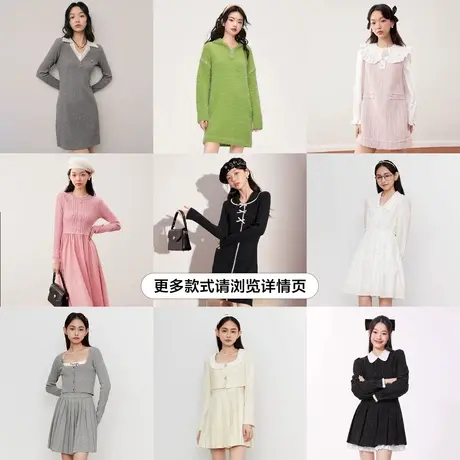 【热销清仓】乐町少女赫本风复古新款气质小香风连衣裙合集图片
