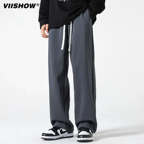 VIISHOW休闲裤男士美式运动基础宽松卫裤高街男潮牌针织阔腿长裤商品大图
