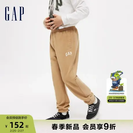 Gap男女童2024春季新款LOGO法式圈织软束口卫裤儿童装长裤890290商品大图