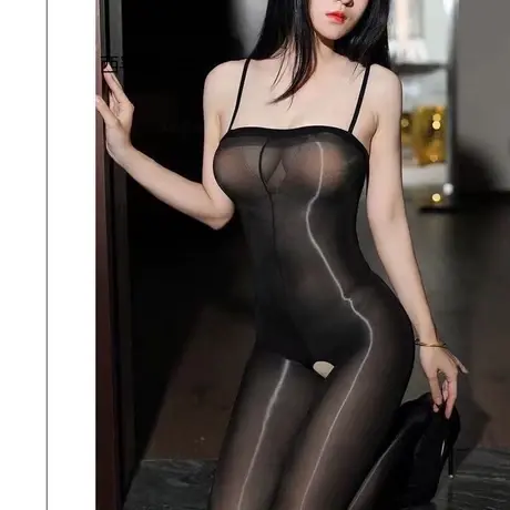 【48小时发货】912针超薄8D油亮丝袜油光吊带抹胸开档连体袜大码商品大图