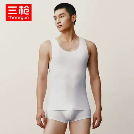 三枪背心男2023春夏零碳木代尔无痕男背心50支细柔莫代尔商务背心商品大图