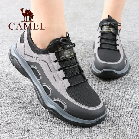 Camel/骆驼男鞋春季新款厚底轻便舒适透气网面潮户外旅游休闲鞋子商品大图