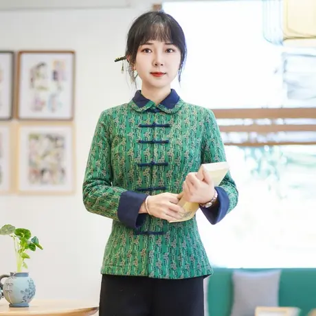 筠雅民族风复古唐装上衣棉袄女冬季中国风夹棉加厚保暖外套23J722图片