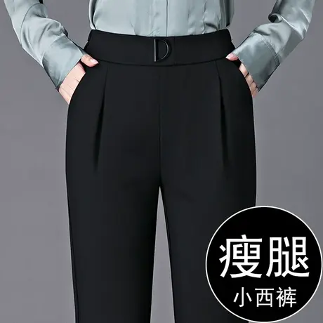 休闲裤女高腰显瘦百搭西装裤2023新款秋季直筒宽松小脚开叉哈伦裤图片