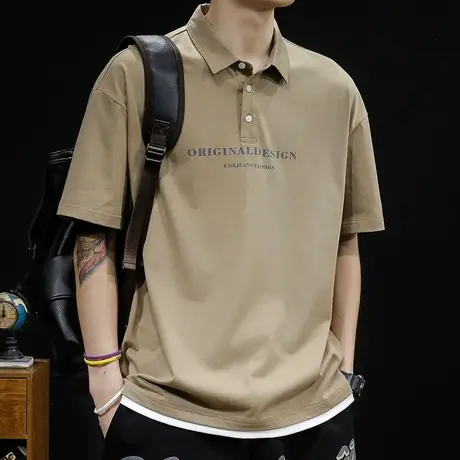 夏季Polo衫男纯棉宽松男装夏上衣美式大码衣服男士重磅短袖t恤潮商品大图