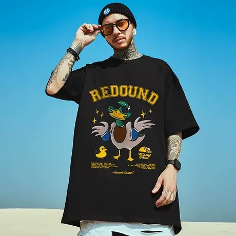 oversize美式潮牌大码胖子男装国潮情侣宽松短袖T恤潮流ins半袖夏商品大图