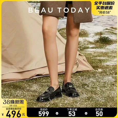 BeauToday乐福鞋女2024新款BT英伦风小皮鞋女法式复古单鞋豆豆鞋图片