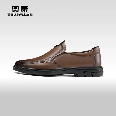 AOKANG奥康 春秋季新款 低帮商务休闲真皮舒适一脚蹬软底皮鞋图片